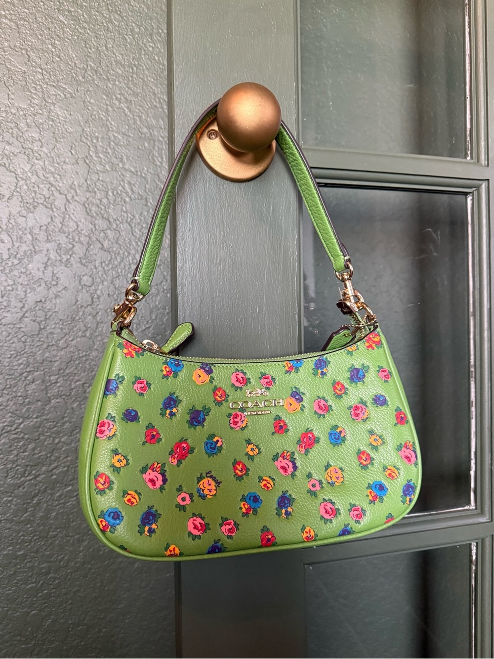 Coach Teri Green Floral Mini Shoulder Bag